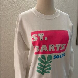 Alla Berman St‎ Barts Boyfriend Sweatshirt Embellished W/Tiffany Swarovski M EUC